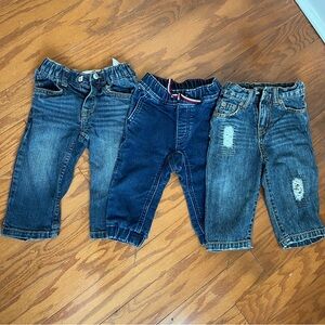 Lot of 3 Baby Denim Jeans Levi Guess Hilfiger Sz 12mo | Infant Blue Jeans Pants